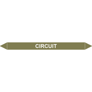 European pipe marker label with 'CIRCUIT' text, ideal for industrial labeling solutions.