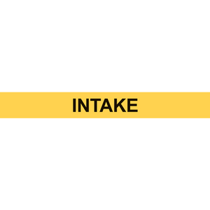 Yellow intake pipe marker label for clear industrial identification and safety in facility environments.