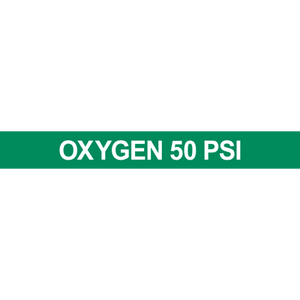 Oxygen 50 PSI pipe marker for industrial labeling and safety compliance solutions.
