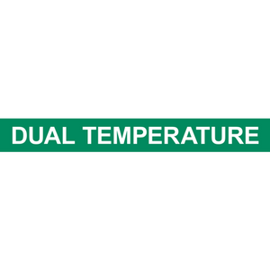 Green dual temperature pipe marker for clear industrial labeling and safety compliance solutions.