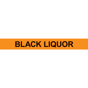 Orange pipe marker for black liquor, ideal for industrial labeling and safety compliance in facilities.