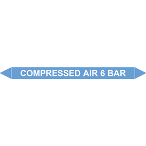 Compressed air 6 bar pipe marker for clear industrial labeling and safety compliance.