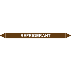 Industrial refrigerant pipe marker label for clear identification and safety in facilities.