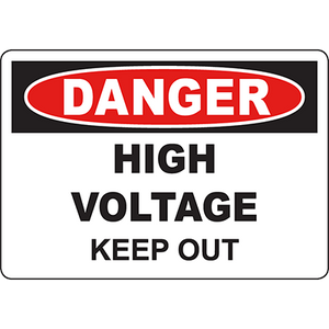 Danger high voltage keep out sign for effective industrial safety and labeling solutions.