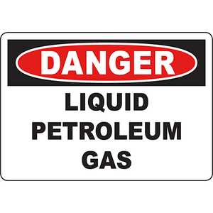 Danger sign indicating hazardous liquid petroleum gas, essential for industrial safety and labeling solutions.
