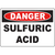 Danger Sulfuric Acid industrial warning label for safety and compliance in hazardous environments.