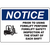 Notice sign for forklift safety inspection, emphasizing pre-use checks at the start of each shift.