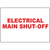Electrical main shut-off sign for safety and compliance in industrial settings.