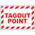 Red and white tagout point safety label for industrial labeling solutions.