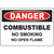Warning sign: Danger Combustible - No Smoking No Open Flame for industrial safety labeling solutions.