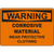 Warning sign for corrosive materials, instructing to wear protective clothing for safety in industrial settings.
