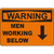 Warning sign alerting of men working below, essential for workplace safety and compliance.
