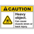 Warning sign for heavy objects, indicating potential muscle strain or back injury hazards in industrial settings.