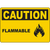 Yellow caution sign warning of flammable materials, ideal for industrial labeling solutions and safety compliance.