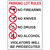 Parking lot rules sign prohibiting firearms, knives, drugs, and alcohol; emphasizes enforcement and safety.