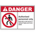 Danger sign for authorized personnel only, warning of serious injury or death risks in restricted areas.