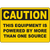 Caution sign for equipment powered by multiple sources, ideal for industrial labeling solutions.
