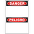 Bilingual OSHA danger header sign in red for clear industrial safety labeling solutions.