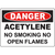 Danger sign warning against acetylene with no smoking and no open flames instructions for industrial safety.