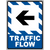 Sign indicating traffic flow with left arrow, ideal for effective industrial labeling solutions.