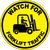 Warning sign to watch for forklift traffic, emphasizing safety in industrial environments with clear visual guidance.
