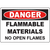 Danger sign warning of flammable materials, indicating no open flames for industrial safety compliance.