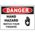 Danger sign warning of hand hazards with visual cue to watch your fingers for safety in industrial environments.