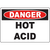 Warning sign for 'Danger Hot Acid' to ensure safety in industrial settings with clear labeling solutions.