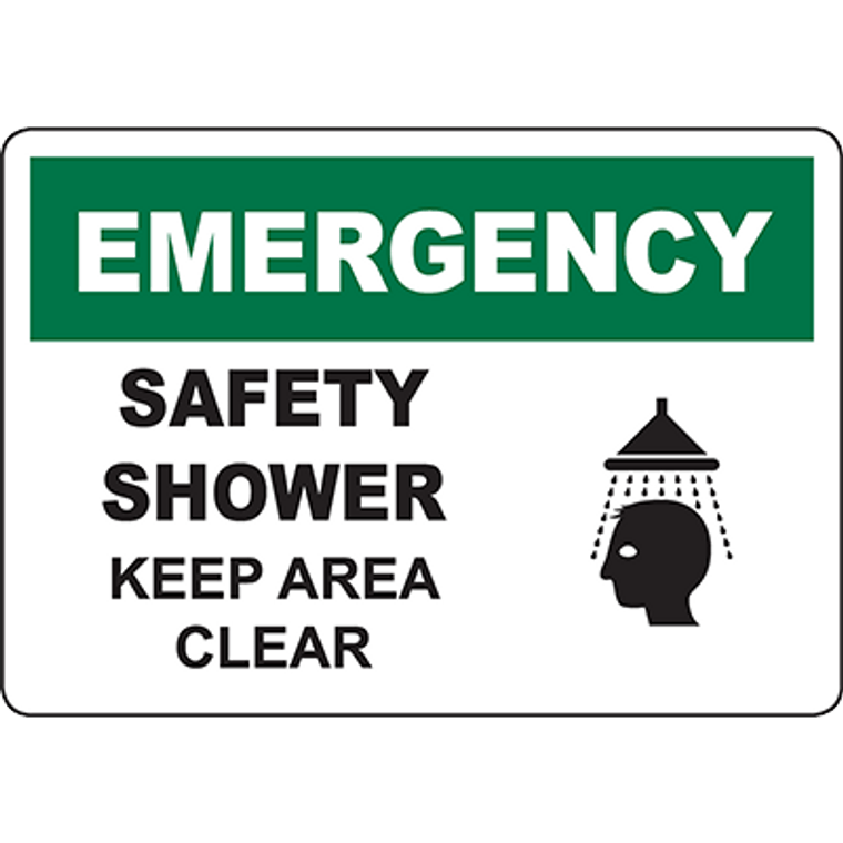 EMERGENCY Safety Shower Keep Area Clear Sign