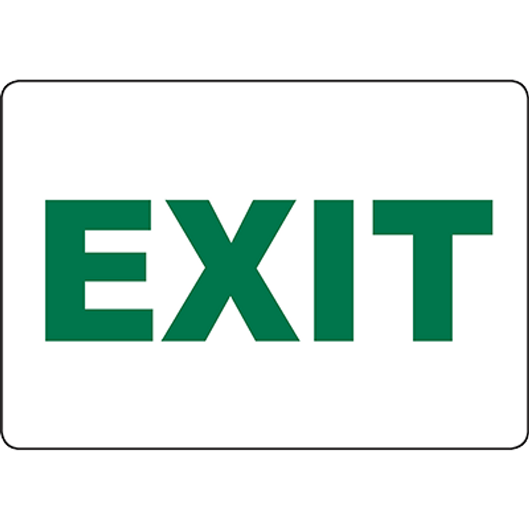 White Exit Sign Green Text