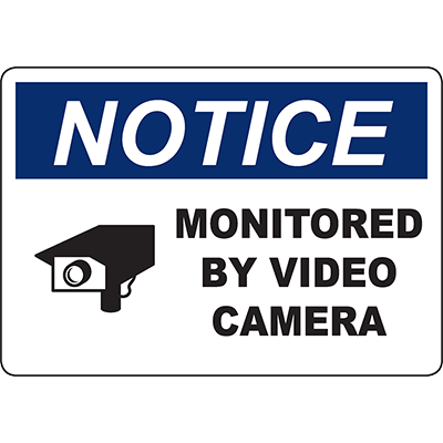 Notice sign indicating video surveillance, essential for safety and security in industrial spaces.