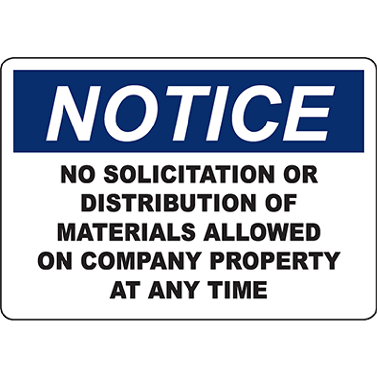 NOTICE No Solicitation Allowed At Company Sign