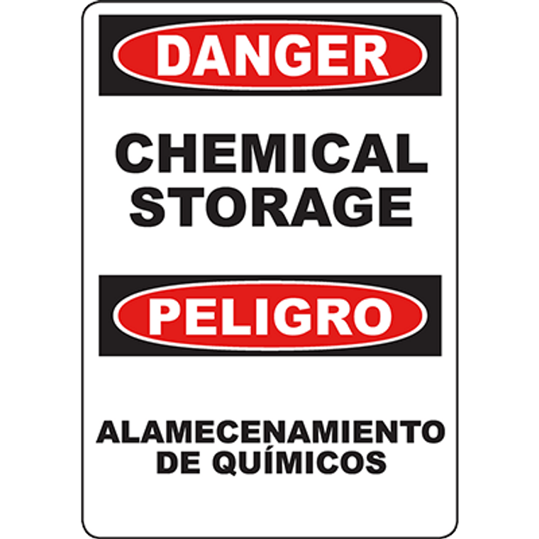 DANGER Chemical Storage Bilingual Sign