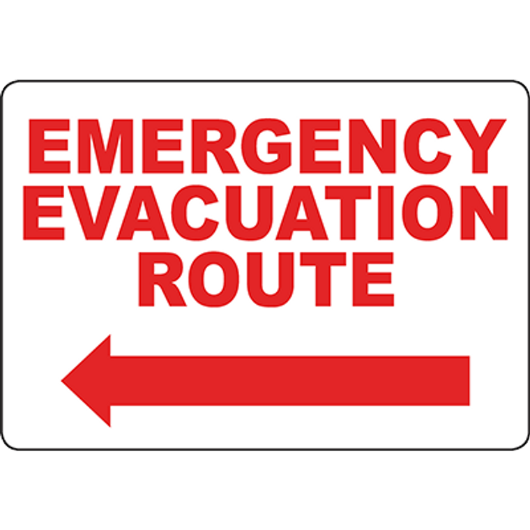 Emergency Evacuation Route Left arrow Sign