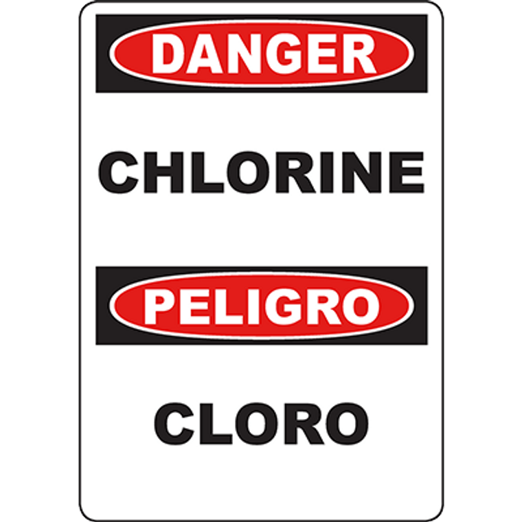 DANGER Chlorine Bilingual Sign