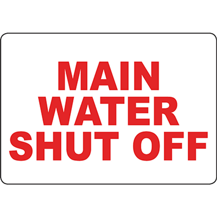 Main Water Shut Off Sign