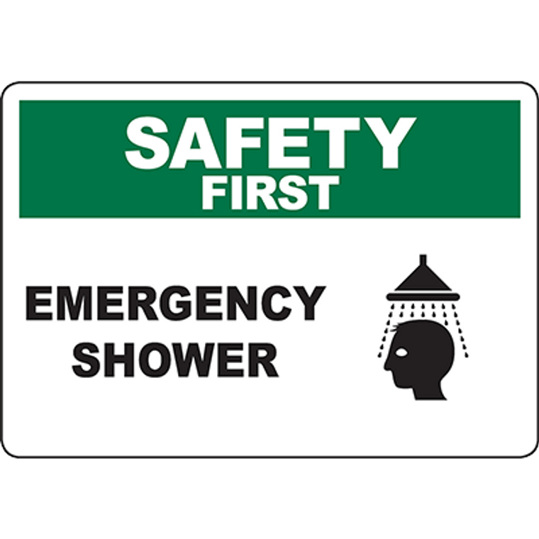 SAFETY FIRST Emergency Shower Sign