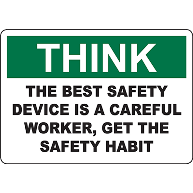 THINK The Best Safety Is A Careful Worker Sign