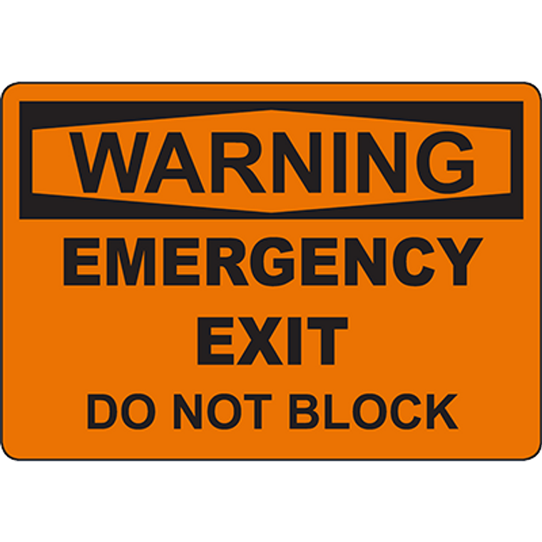 WARNING Emergency Exit Do Not Block Sign