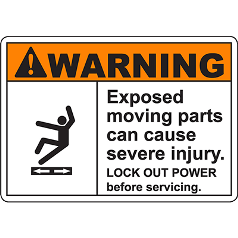 WARNING Moving Parts Can Cause Severe Injury ANSI Sign