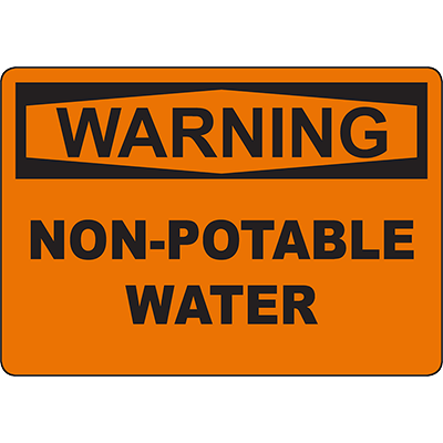 Warning sign indicating non-potable water for industrial labeling solutions and safety compliance.