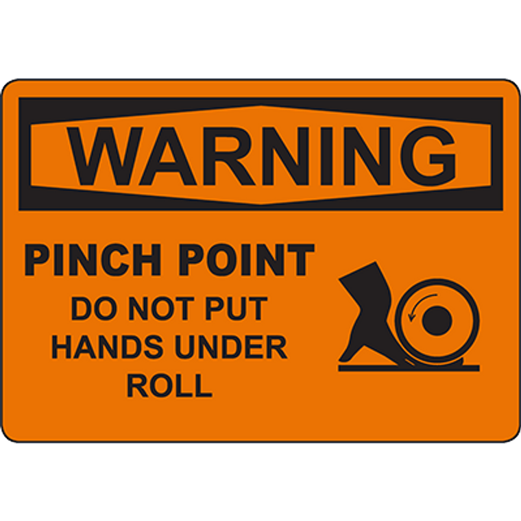 WARNING Pinch Point Do Not Put Hands Under Sign