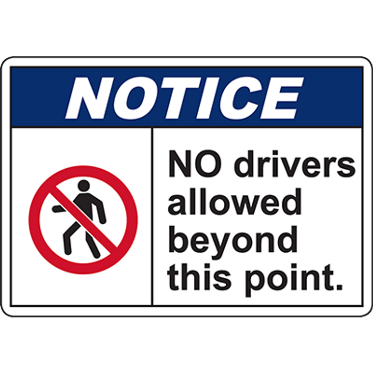 NOTICE No Drivers Allowed Beyond This Point Sign