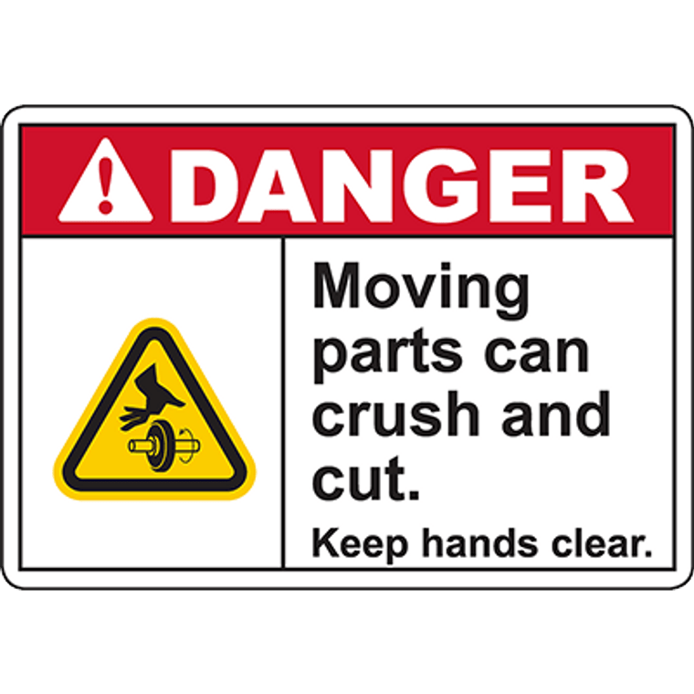 DANGER Moving Parts Keep hands clear Sign (Rotating shaft)