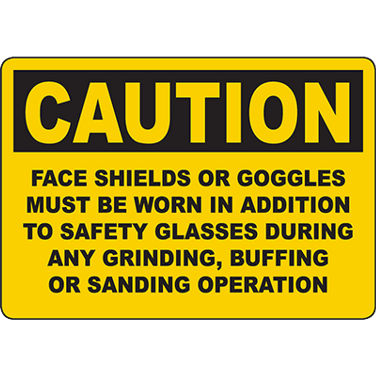 CAUTION Face Shields Or Goggles Must Be Worn Sign