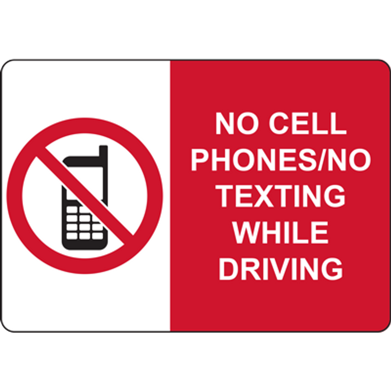 NO CELL PHONES/NO TEXTING WHILE DRIVING SIGN