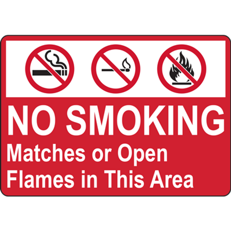 NO SMOKING Matches or Open Flames in Thia Area SIGN