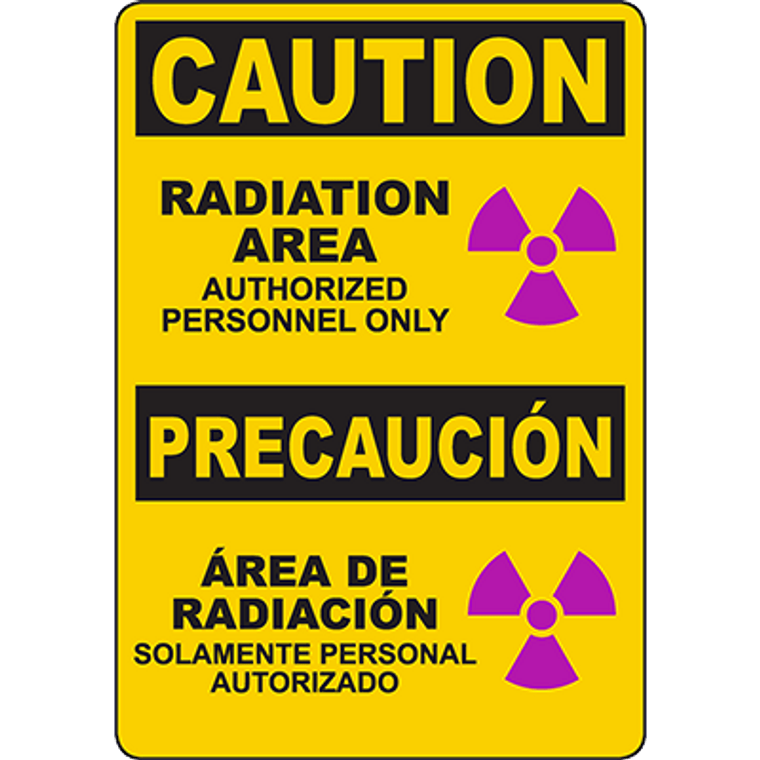 CAUTION Radiation Area Bilingual Sign