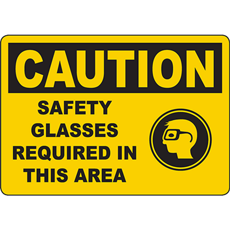 CAUTION Safety Glasses Required In This Area Sign w/Symbol