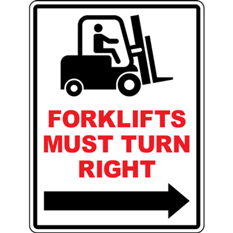 Forklift Must Turn Right Floor Sign